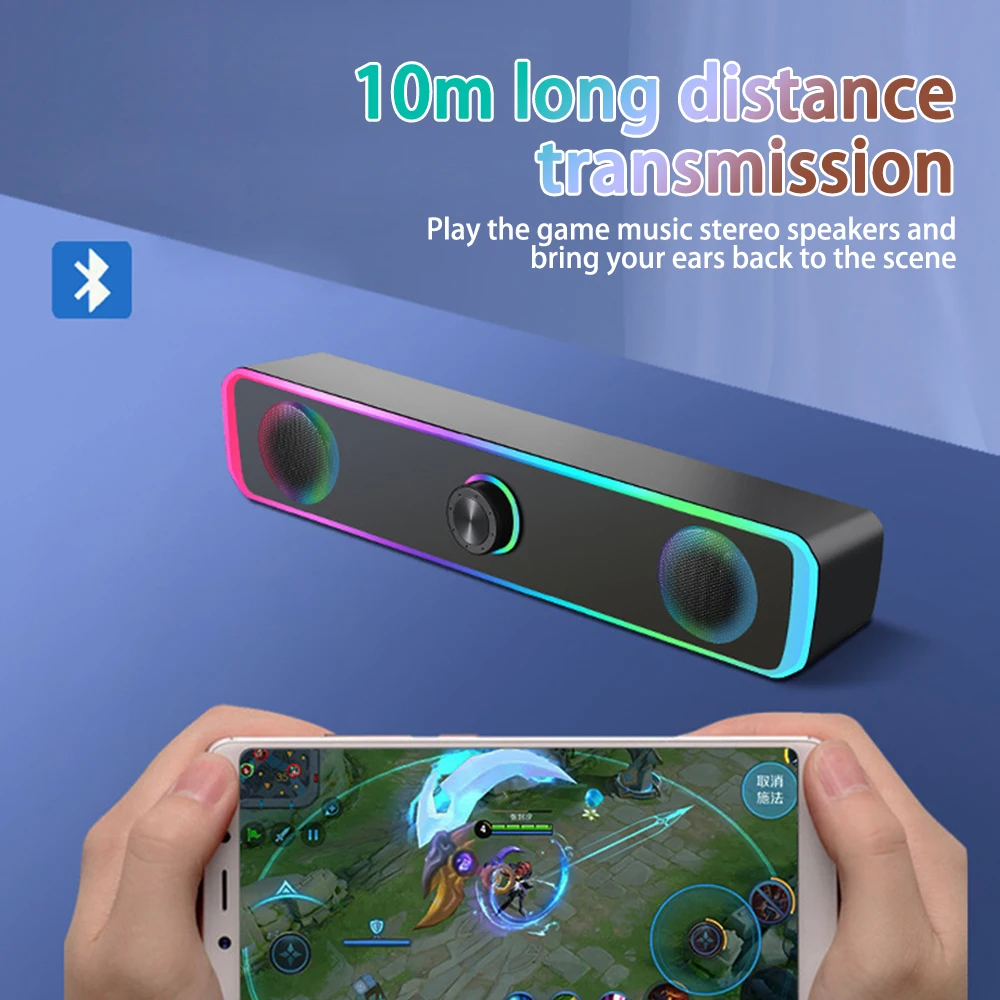 Bluetooth Speaker 4D Surround Soundbar Wired Computer Speakers Stereo Subwoofer Sound Bar for Laptop PC Theater TV Aux 3.5mm