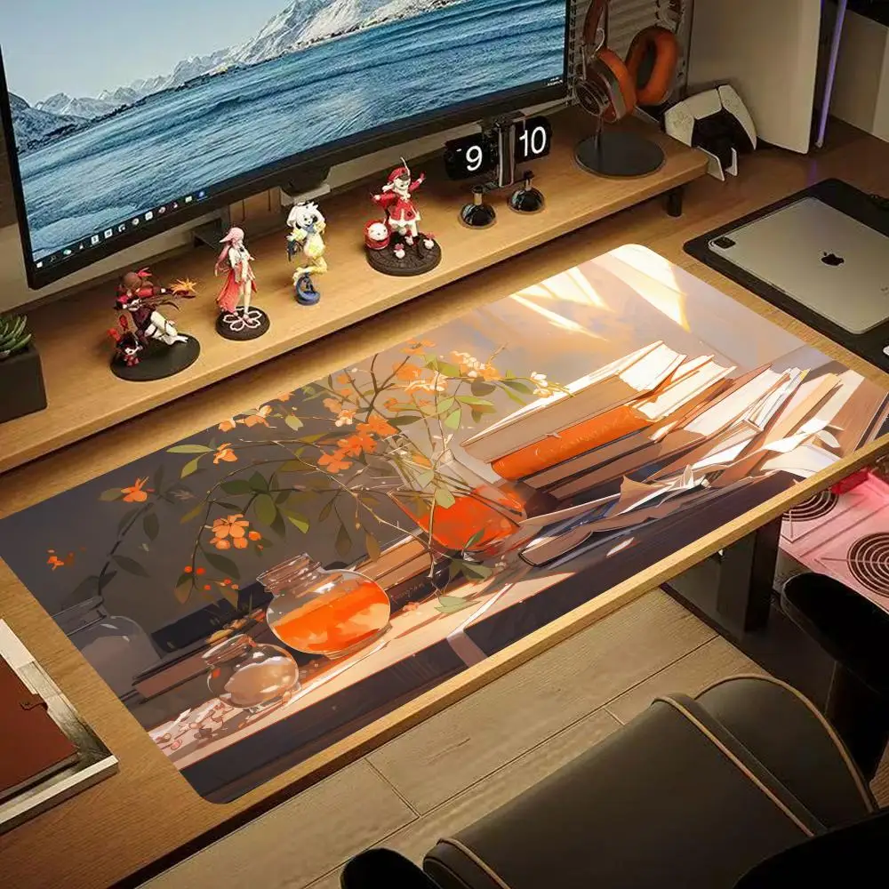 Wizard's Bookshelf Vintage Fantasy Bookcase Mouse Pad Large Non-Slip Lock Edge Keyboard Pad Anti-Slip Gaming Desk Mat HYBXAXC