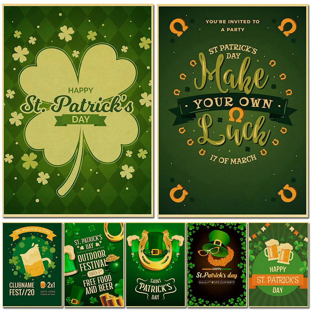 Avezano St. Patricks Day Background Photography DIY Poster Wall Chart Prints and Posters Home Living Bed Room Art