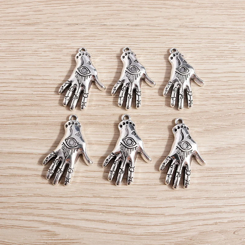 10Pcs Electroplated Alloy Accessories, Retro Ethnic Storm, Simia Palm Pendant, Diy Jewelry, Accessory Pendants