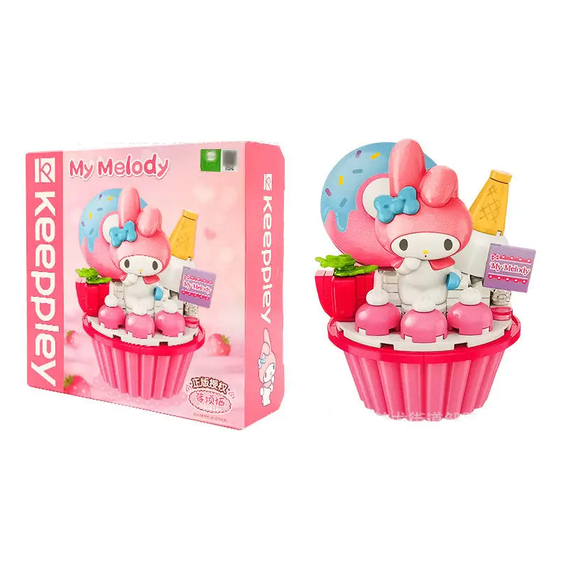 Keeppley Sanrio DIY Cake HelloKitty my melody Kuromi Cinnamoroll Pompom Purin Pochacco Building Block Anime Kawaii Kids Toy Gift