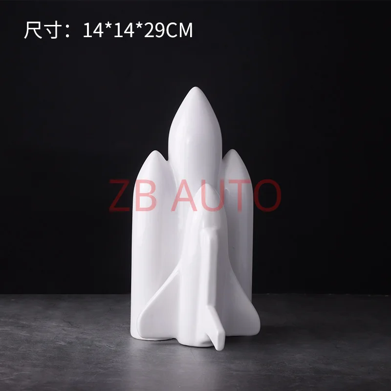 Rocket ornaments, spaceships, modern simple Nordic light luxury ceramic ornaments, home model room soft decorations
