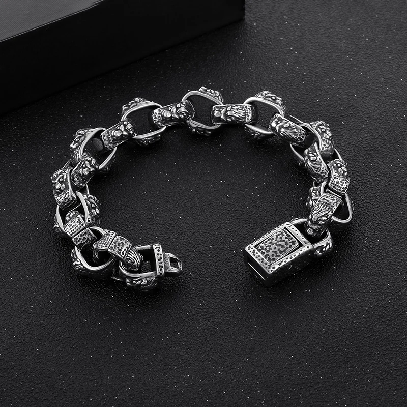 

Stainless Steel Personality Retro Pattern Bracelet For Men Punk Knockout Party Jewelry Boy Gifts