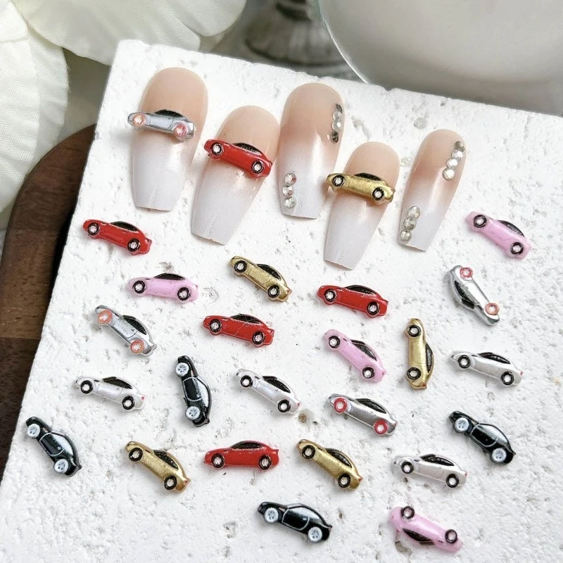 50/100 pieces of colorful resin mini car decorations with flat bases, suitable for scrapbooks, holiday party decorations, DIY na