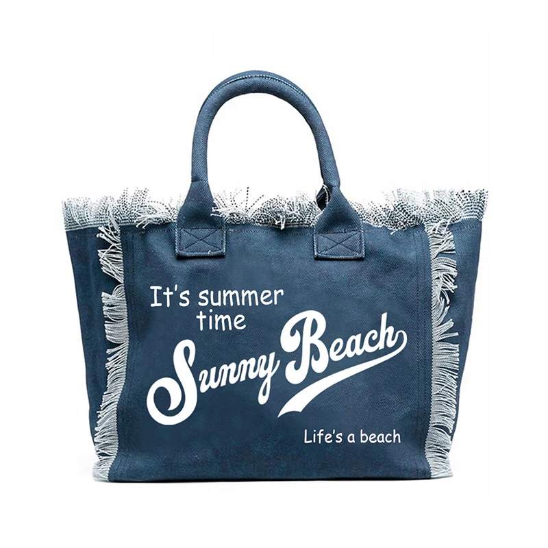 

Large tassel canvas bag, women's handbag, beach bag, fashionable tote bag