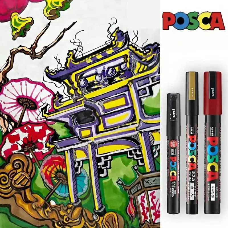 Imagem -03 - Papelaria Japonês Marcadores de Cor Ouro Prata Canetas de Tinta Acrílica Manga Bonito para Crianças Desenho Suprimentos Posca