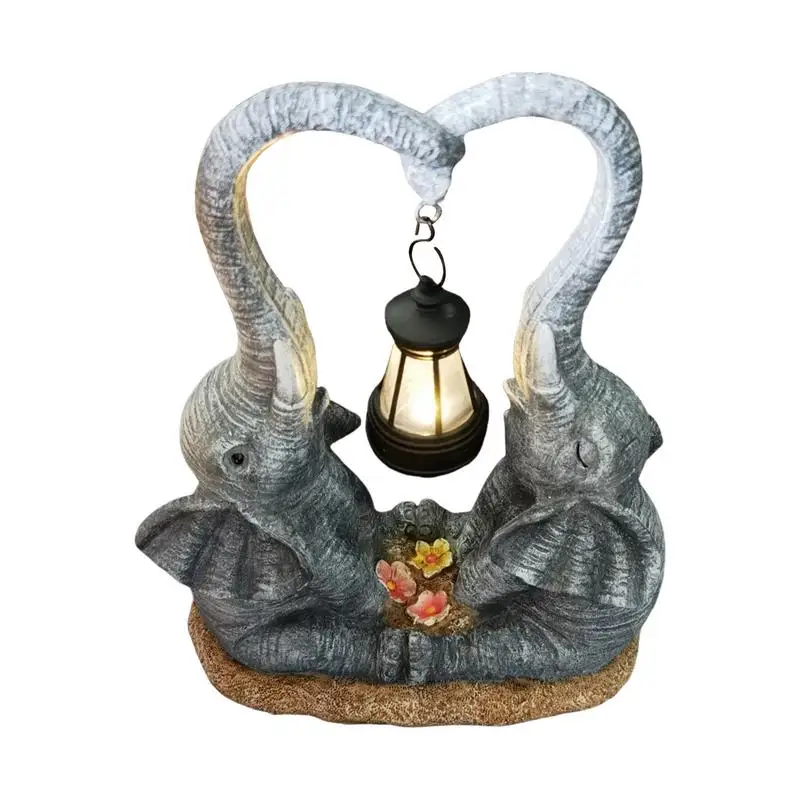 

New Elephant Statue Garden Decorations Landscape Lights Props Solar Garden Figurine Lamp Desktop Craft Outdoor Ornaments