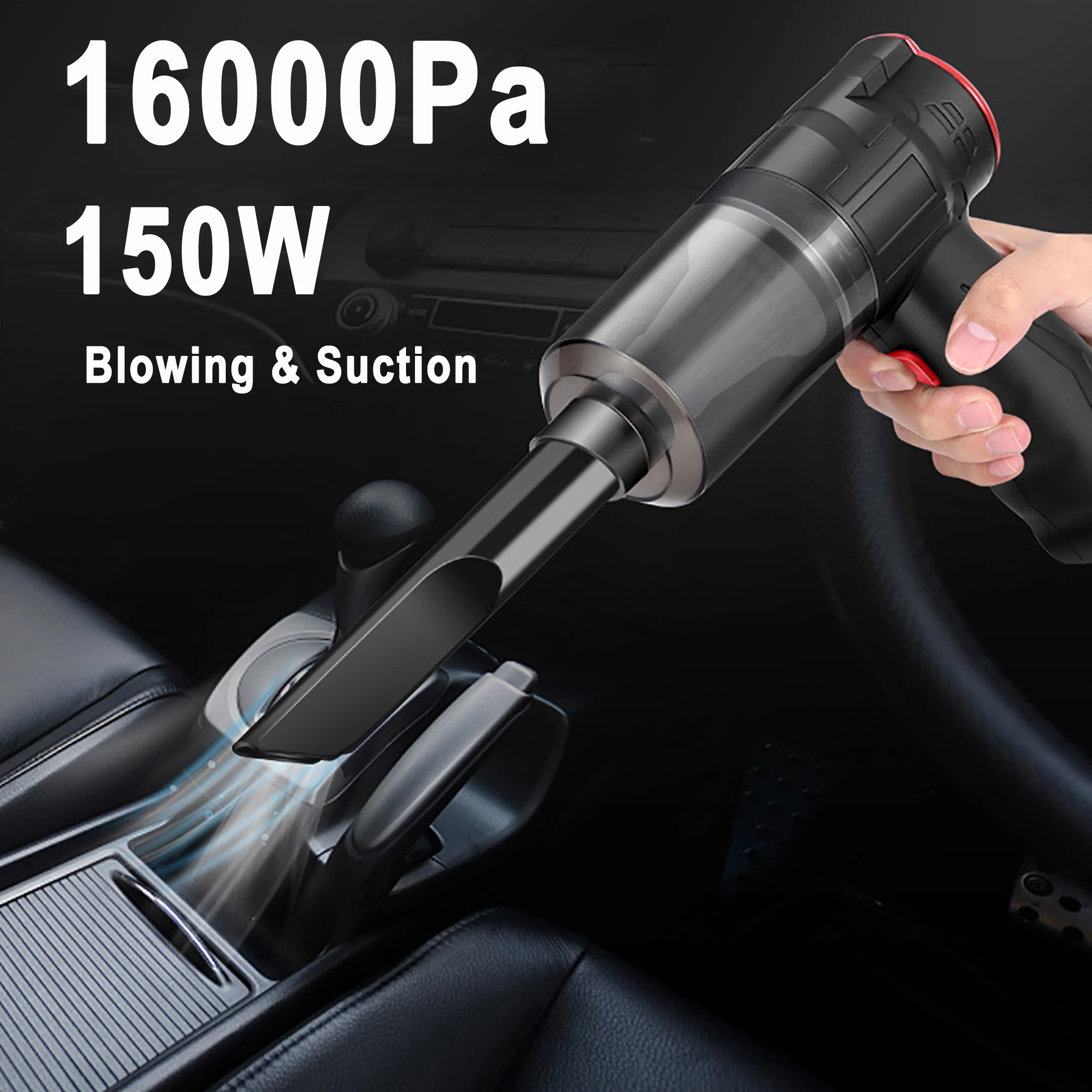 150W 16000Pa Vacuum Cleaner Cordless Handheld Dry Wet Blowing & Suction USB Charging Vacuuming Machine Household Air Duster