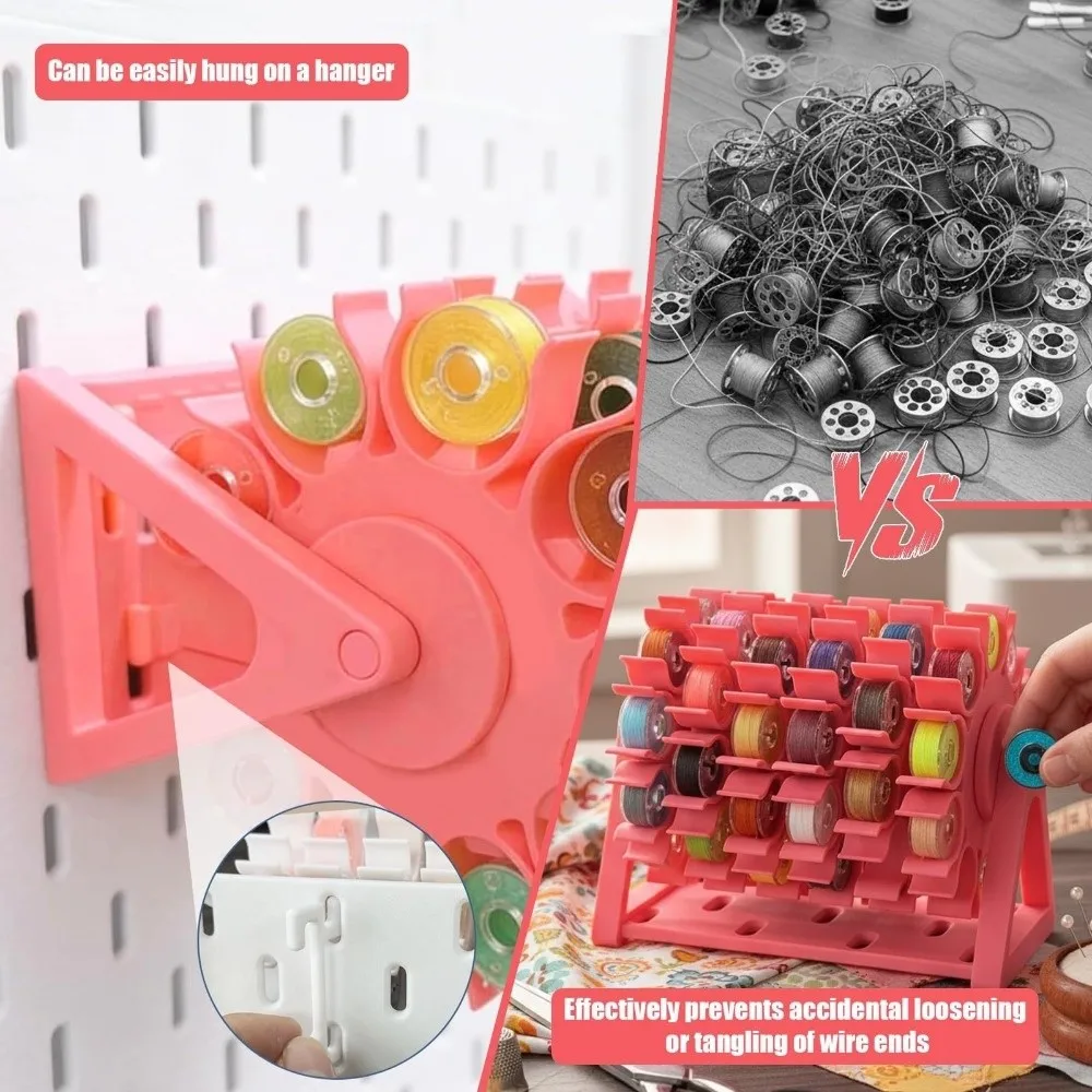 60 Slots Rotating Bobbin Thread Organizer 3D Printed DIY Sewing Sewing Thread Spool Holder Handmade Hand Crank