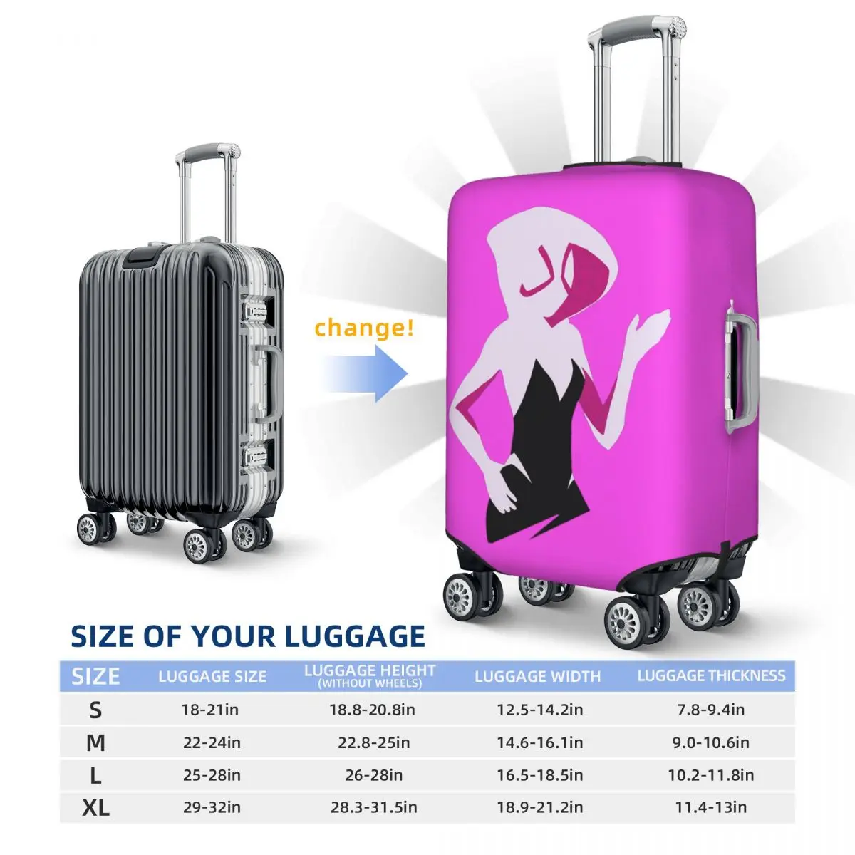 Spider Gwen Spiderverse Capa de proteção elástica para mala de viagem Capa protetora para 18-32 polegadas