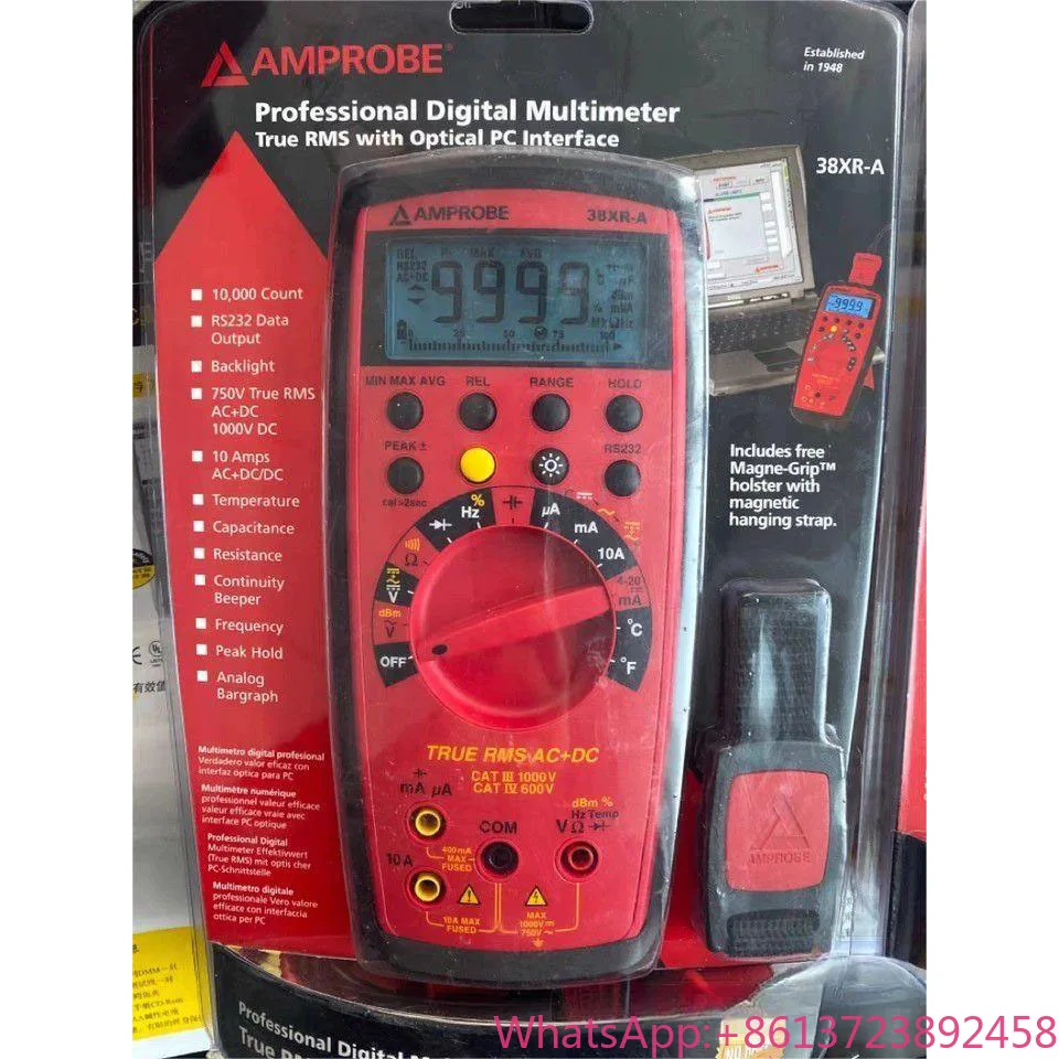 Multímetro digital Amprobe 34XR-A True-RMS con temperatura y apertura automática