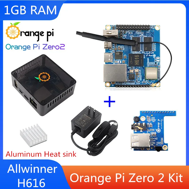 

Orange Pi Zero 2 Optional Power Supply And Case Single Board Kit Computer H616 Chip 1G BT5.0 WIFI Run Android10 Ubuntu Debian OS