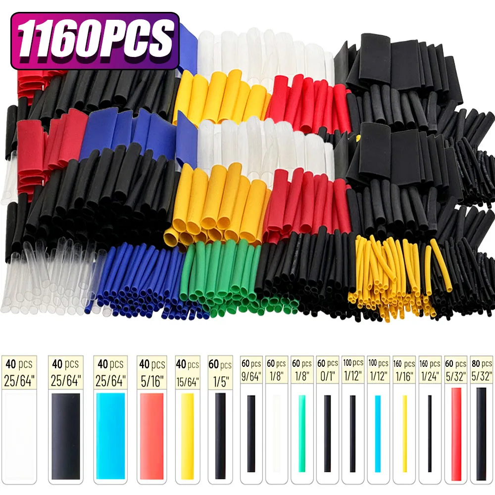 1160/580/164PCS Schrumpfschläuche Kit 2:1 Schrumpfdraht Schrumpfschlauch Verbinden Abdeckung Kabel Reparatur Schutz mit Heißluftpistole – Detail 2