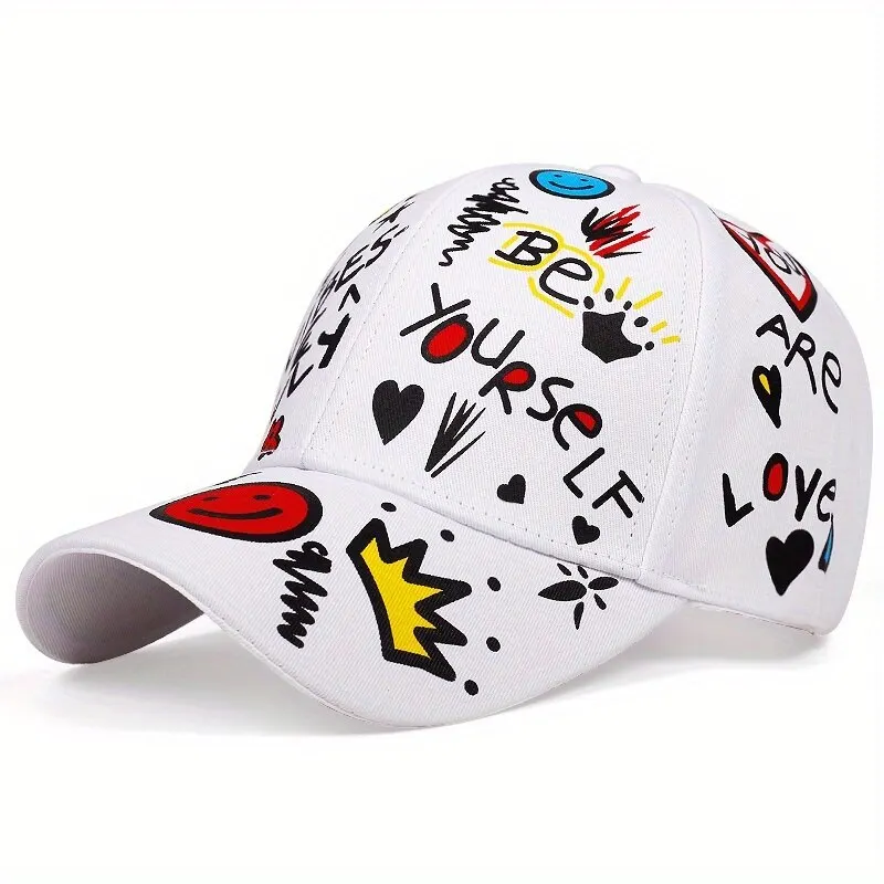 Unisex Letter Graffiti Printing Snapback Baseball Caps Spring and Autumn Outdoor Adjustable Casual Hats Sunscreen Hat