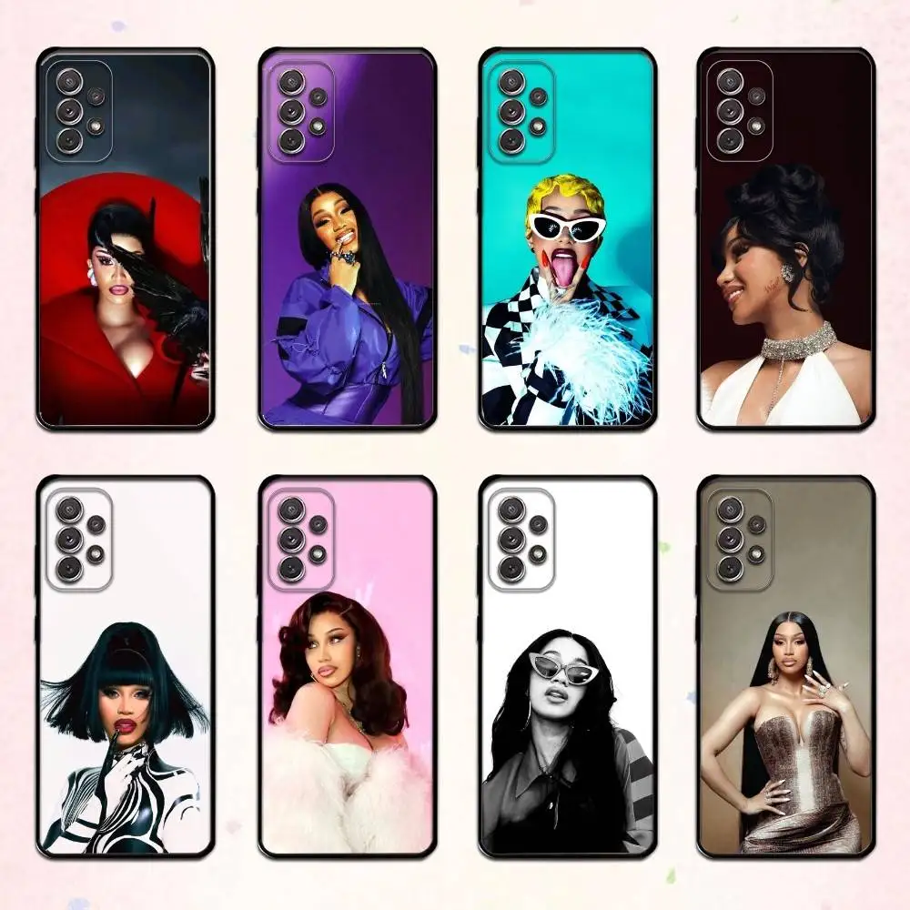 C-Cardi B R-Rap Star Gear  Phone Case For Samsung S 25,24,23,22,30,21,10,9,Ultra,Plus,Lite,FE,4,5 G Soft Black Case