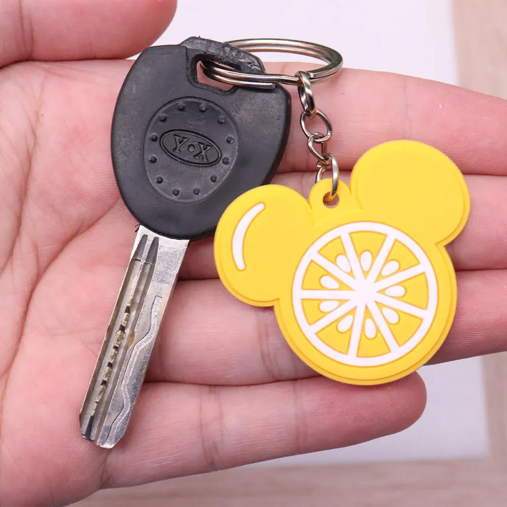 1PCS PVC Keychains Cartoon Disney Mickey Minnie Head Key Chains for Car Keys Cute Keyring Keychains for Crafts Kids Party Gift