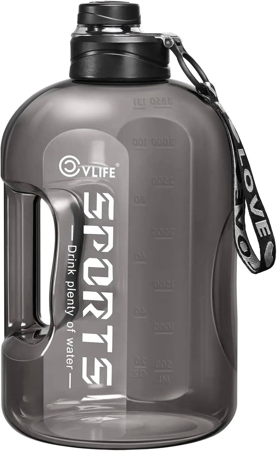 

Бутылка для воды на 1 галлон с ручкой, многоразовый черный кувшин на 128 унций, герметичная, без BPA