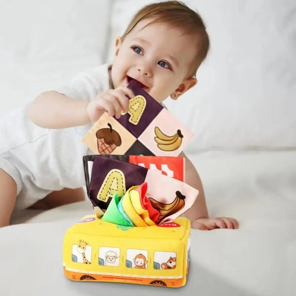 Cloth Baby Tissue Box Toys Montessori Tear-resistant Puzzle Learning Paper Toys Finger Exercise Interactive Crinkle Sensory Toys