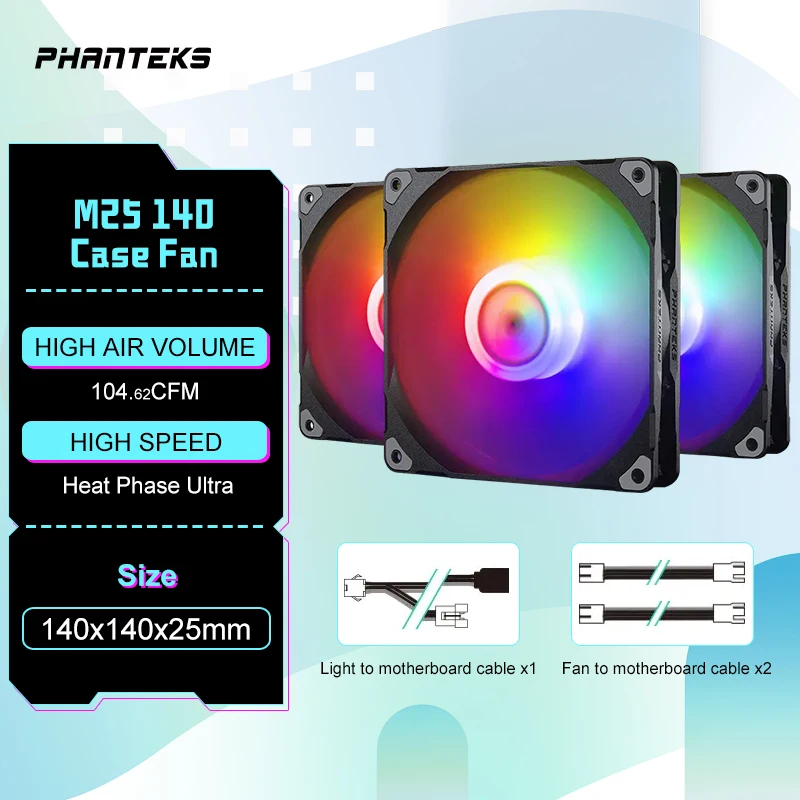 

Phanteks M25 140 Case Fan Desktop Cooling Fans FDB Hydraulic Bearing 4pin PWM Temperature Control 2000rpm Air Volume Type