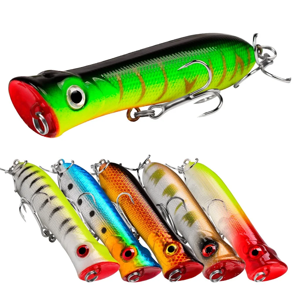 8cm 10g 6# Micro Popper Lure Topwater Popper Fishing Lure Hard Artificial Bass Fake Bait 3d Eyes Plastic Wobblers Trout Fishing