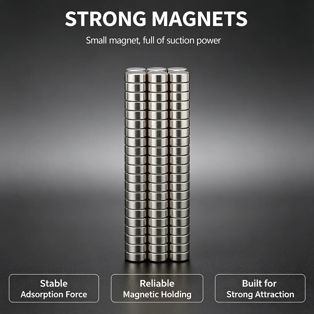 N35 Round Neodymium Magnet Strong Permanent NdFeB Small Disc Magnets Multi‑use Magnetic for Fridge Home Office Decoration