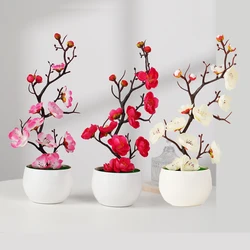 30cm Artificial flower cherry spring plum blossom peach potting silk flower tree flower bud for wedding party decorationn