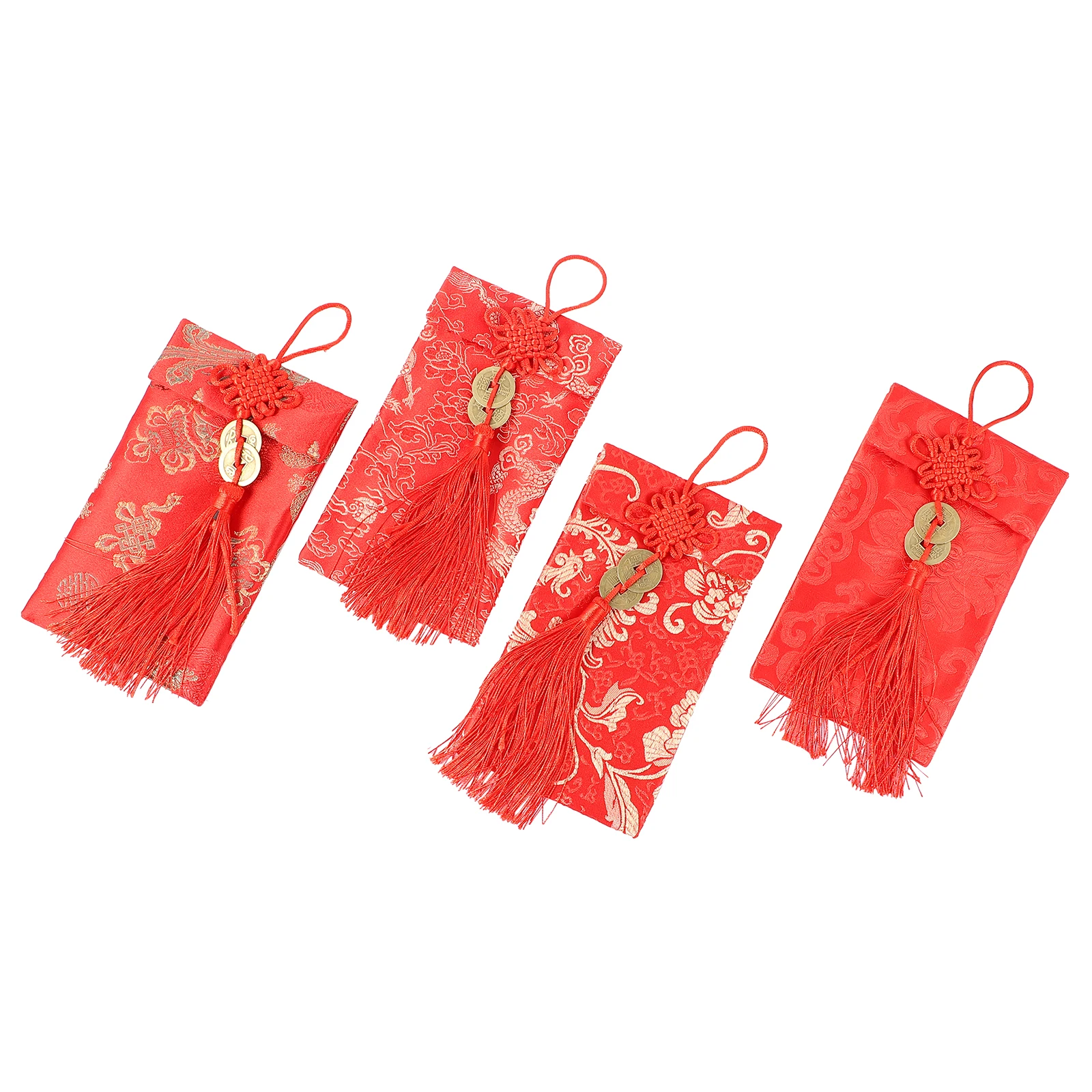 

4pcs Envelopes Brocade Chinese Style Spring Festival Gift Bags Wedding Money Pockets New Year Favor Red Envelopes Bags