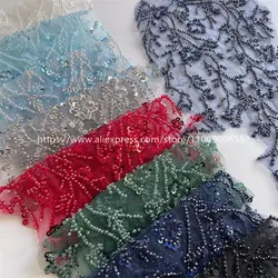 Lace Patch Applique for Clothes, 3D Beaded, Mirrored Flowers, DIY Sewing Accessories, Clothes, RS2682, 4Pcs/2Pair