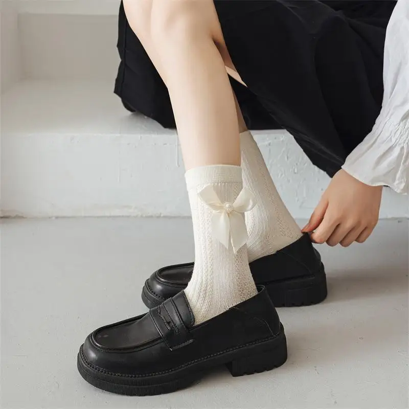 

White Socks Women Summer Mid Sleeve JK Uniform Socks Japanese Cute Lolita Fashion High Quality Solid Color Sweet Lace Socks