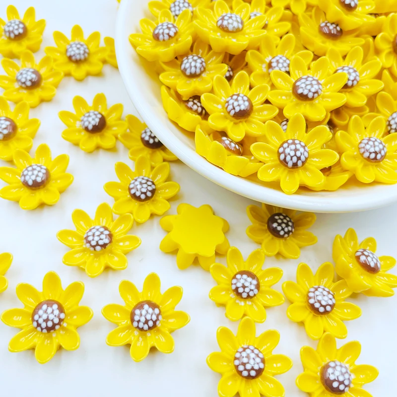 10PCS Resin Mixed Kawaii 20mm Sunflowers, Chrysanthemums Flatback Cabochon Scrapbook DIY Decor Home Figurine Crafts J33
