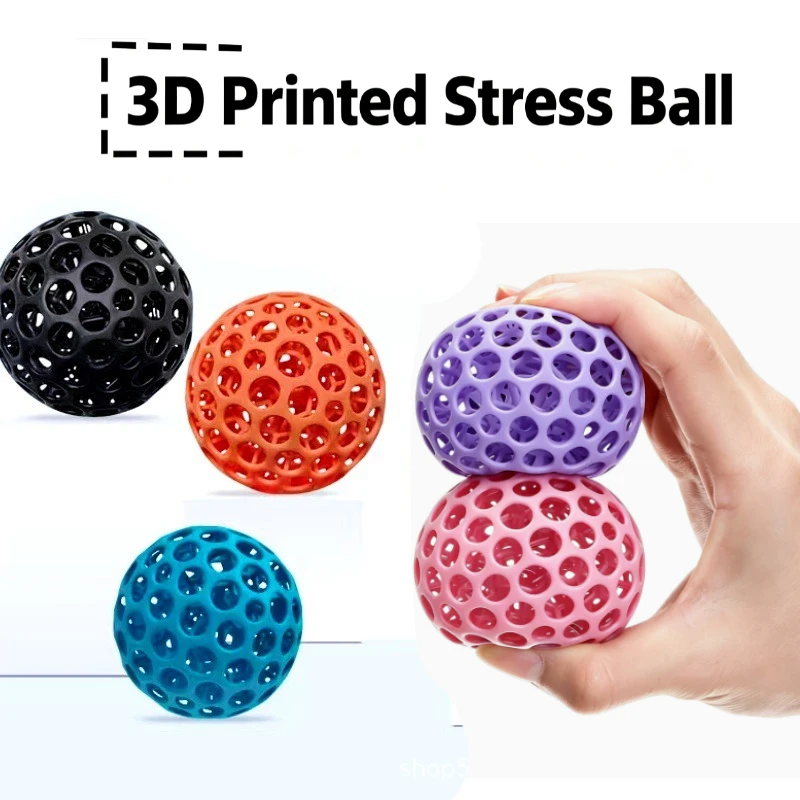 Elastic Hollow Hole Stress Relief Ball, 3D Printed Squeeze Fidget Toy, Soft Rebound Hand Grip Ball for Office, School & Therapy