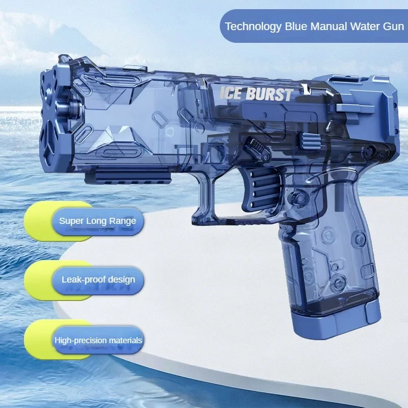 Portable Water Gun Children Manual Ice Burst Automatic Reloading Waterguns Summer Outdoor Pool Garden Fight Games Toys for Kids