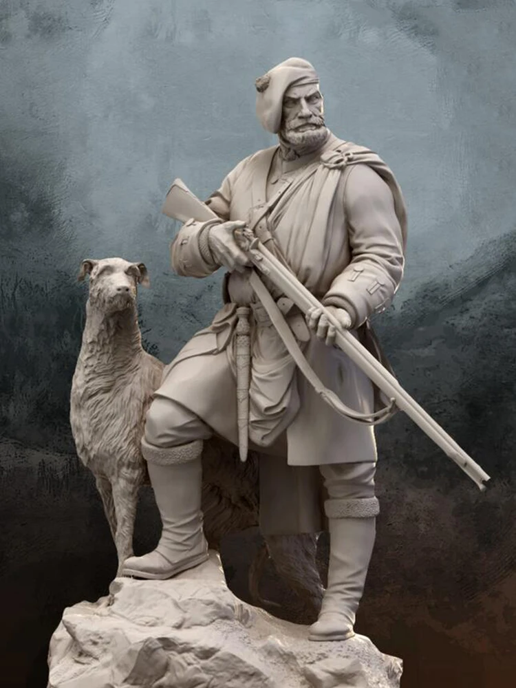 Resin soldier 1/24 75mm ancient soldier warrior Scottish stand  Model Unassambled Unpainted  Figure Building Kit