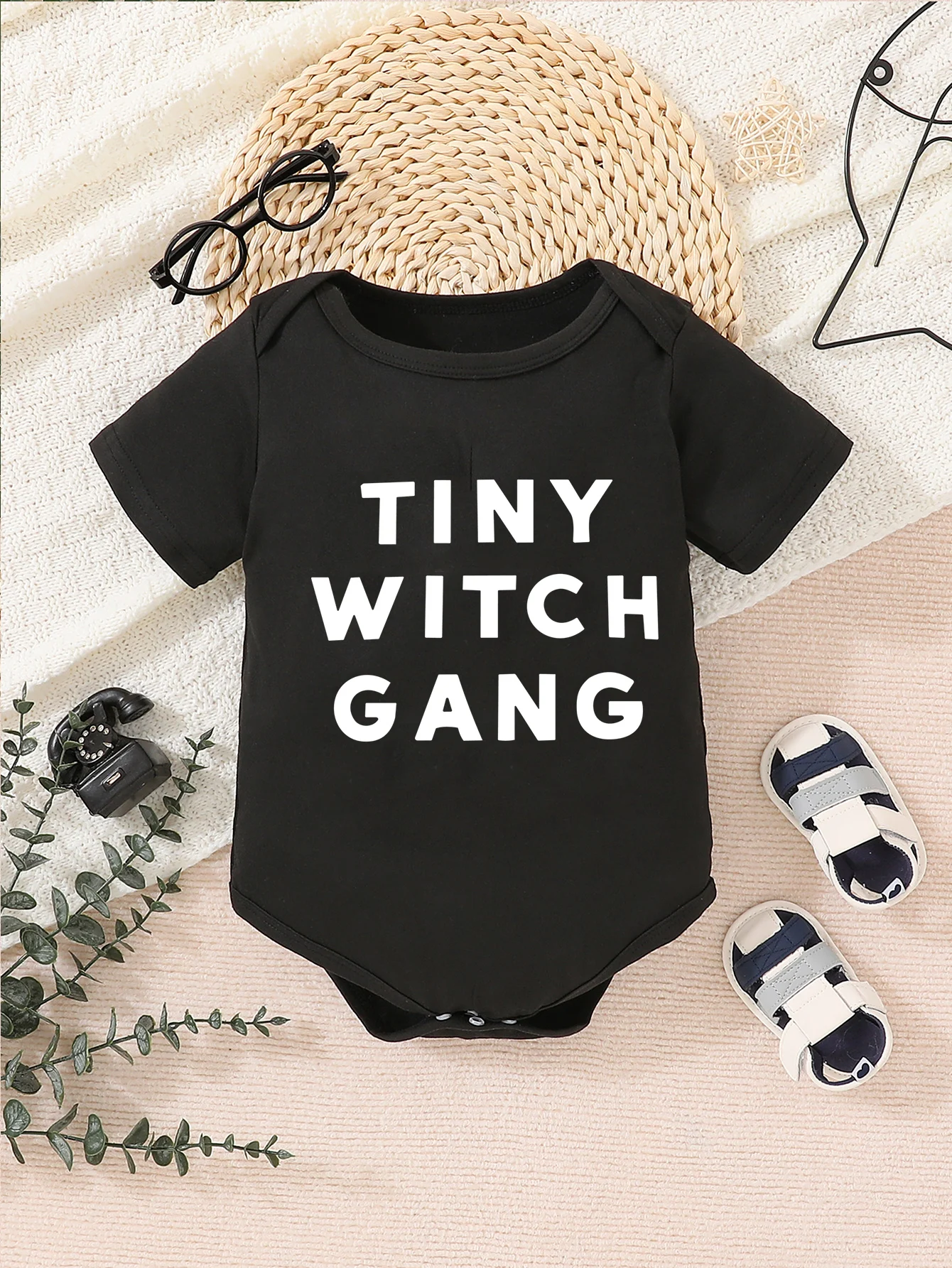 Black Baby Romper Clothing Cartoon Letter Print O Neck Summer Bodysuit For Baby Girl Boy Short Sleeve Clothes