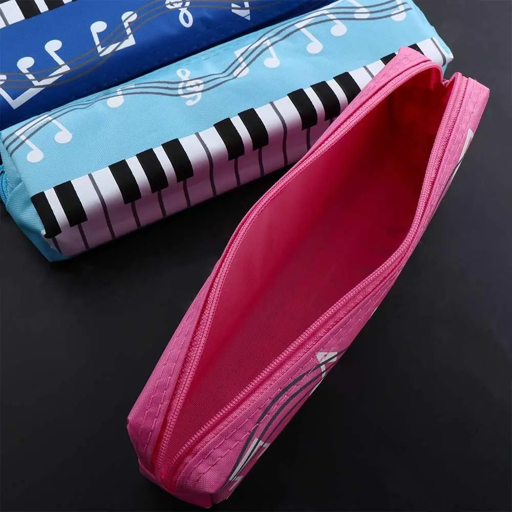 Creative Novelty Student Pencil Case Square Single Layer Oxford Cloth Pen Bag for Girls Boy Musical Note Piano Stationery Pouch