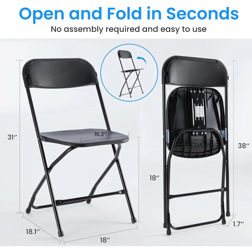 مجموعة مكونة من 10 قطع من الكراسي البلاستيكية القابلة للطي بإطار معدني، قابلة للتكديس ومحمولة، مناسبة للاستخدام الداخلي والخارجي، Sup