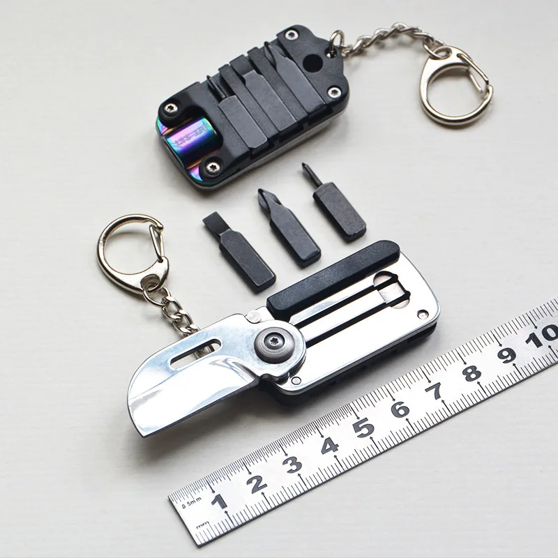 Multifuncional Chave de Fenda Pocket Fold Knife Mini Edc Chaveiro Portátil Outdoor Camping Utility Gadget Open Box