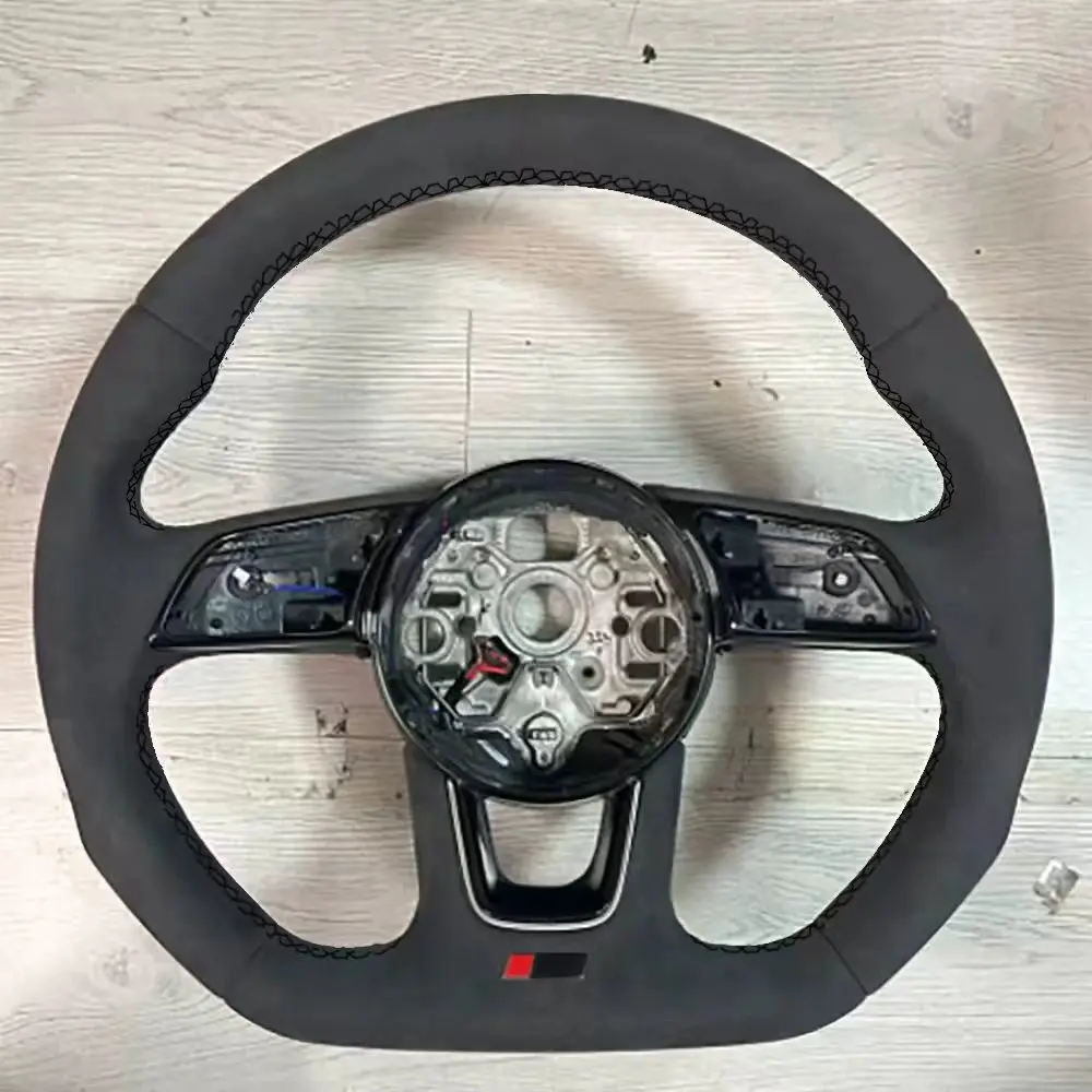 

Черная строчка из алькантары с подогревом и рамкой для ключа для Audi A3 8, рулевое колесо с весловым отверстием и базовой сборкой рамы для ключа