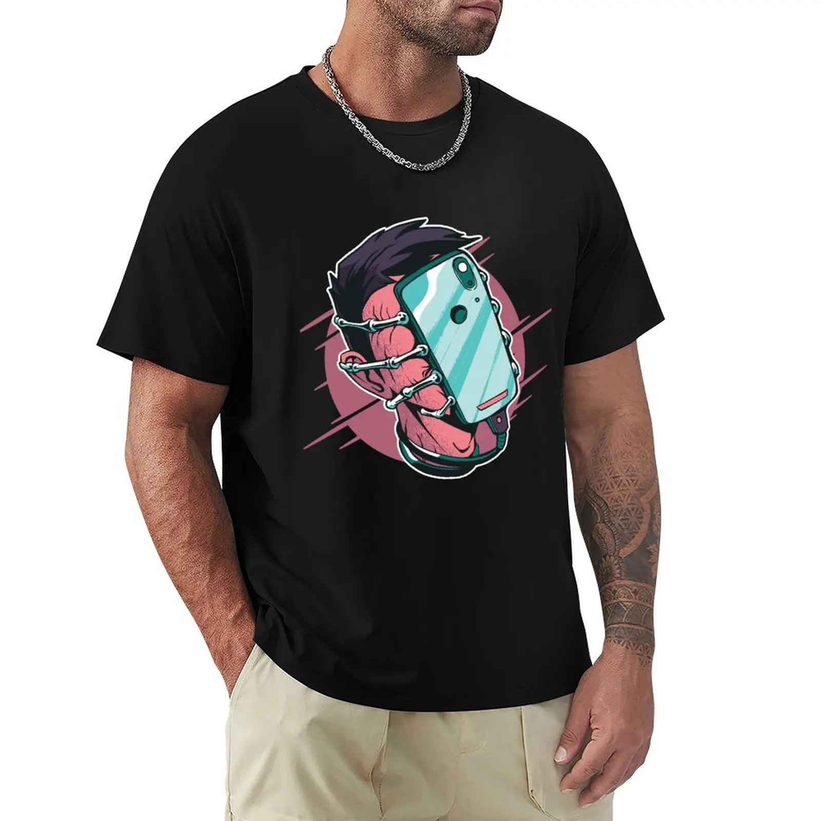 

face phone hugger , phone addicted T-Shirt rapper graphic tees cute clothes anime shirts men