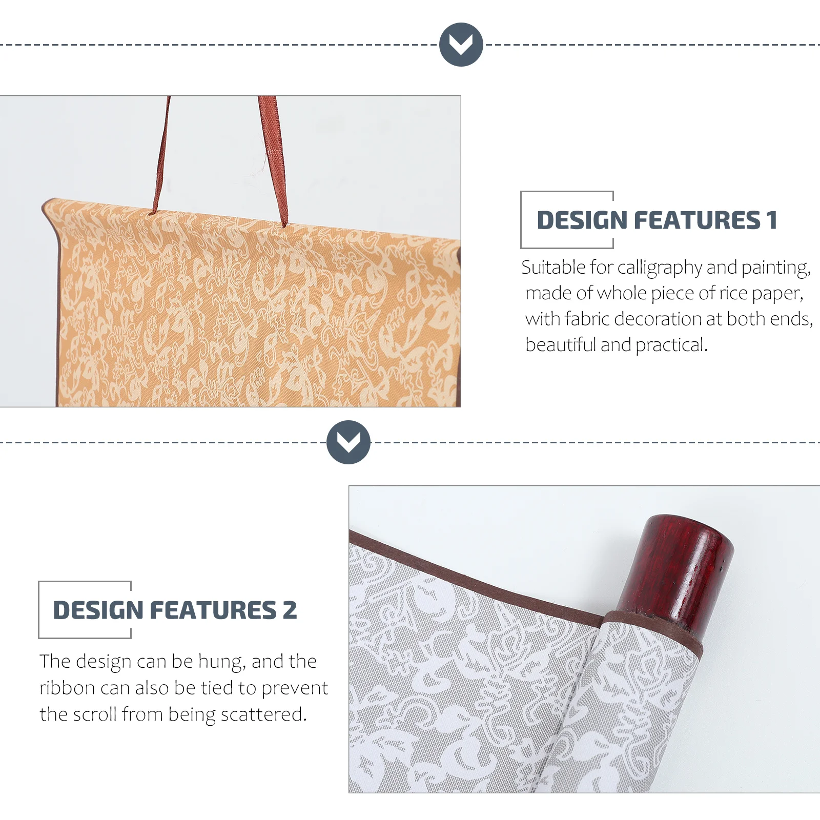 2Pcs Blank Calligraphy Paper Scroll Chinese Scroll Moderate Ink Inhibition Suitable for Brush Writing Drawing Calligraphy Supply