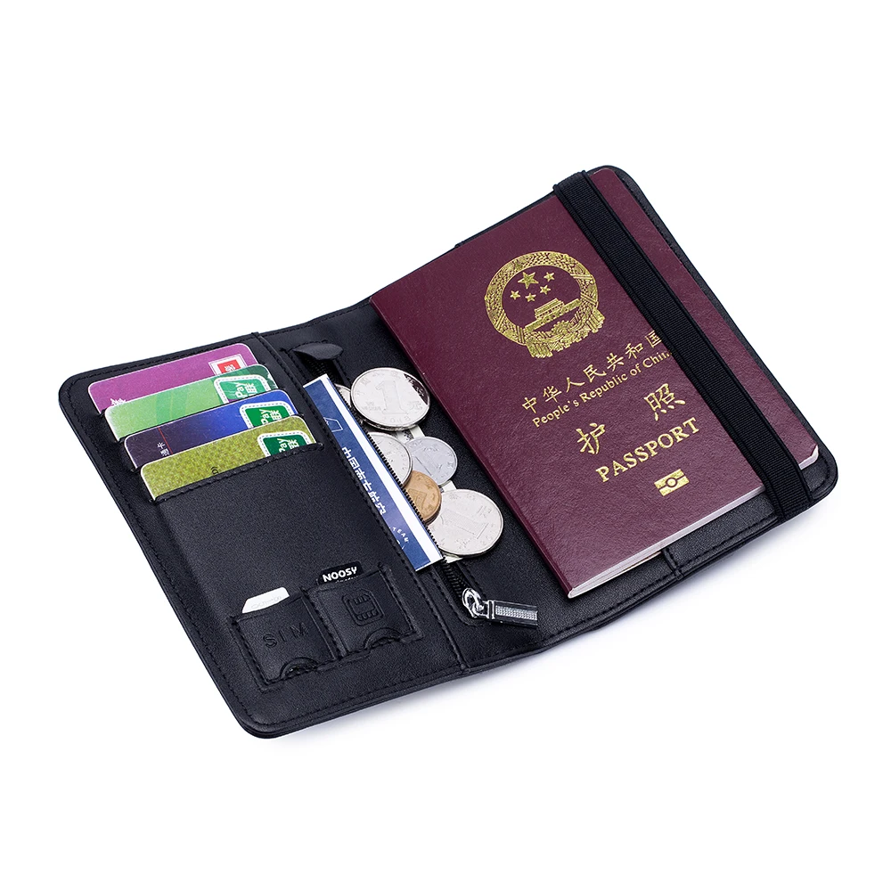 Funda de pasaporte rfid para hombre y mujer, bolsa de viaje coreana multifunción, antirrobo, de cuero femenino