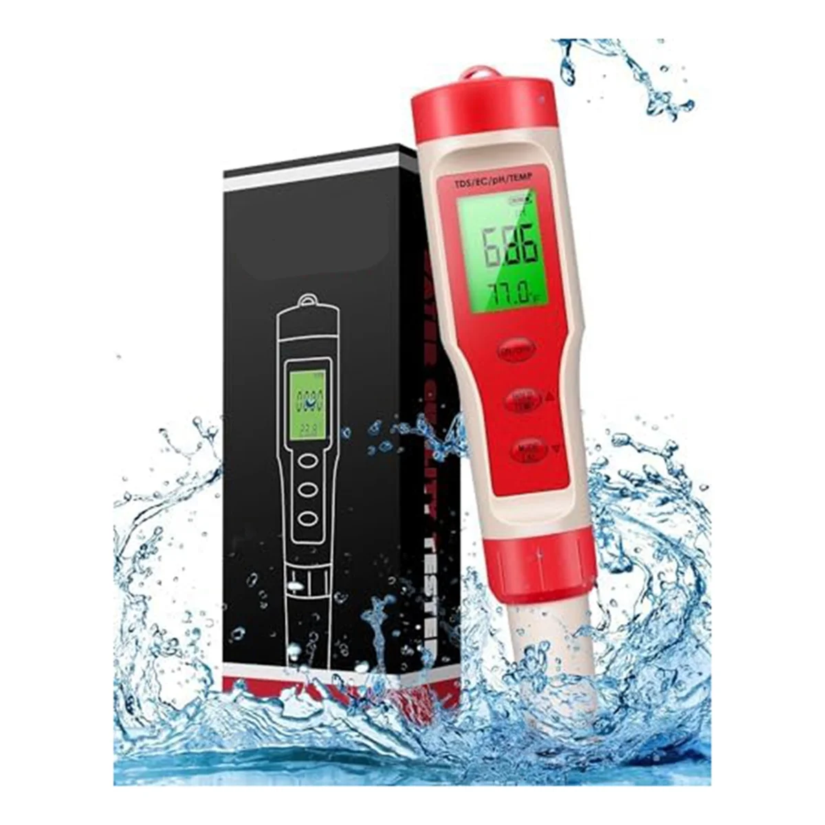 

ABNC-4-In-1 PH Meter, PH Meter, Digital PH Tester 0.01 High Accuracy with 0-14 PH Measurement Range,for Household Drinking
