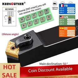 MCMNN2020K12-100 MCMNN2525M12-100 External Turning Tool Holder CNMG12 Carbide Inserts MCMNN Lathe Cutting Machine Tools Set