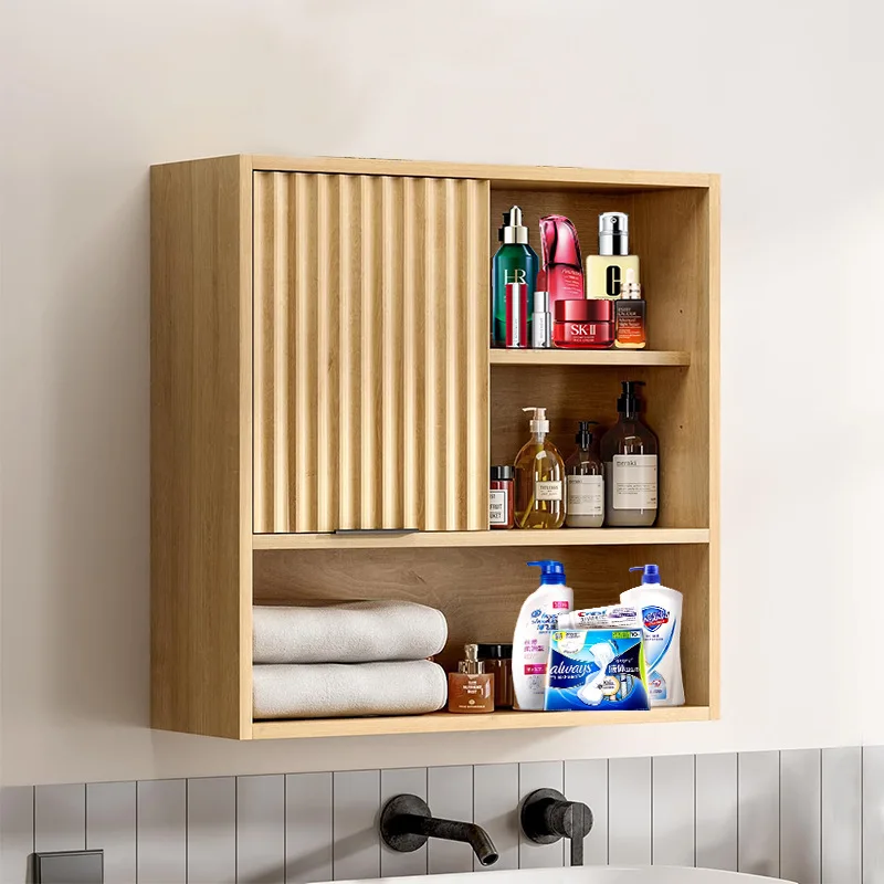 

Toilet storage Wall-mounted bathroom decoration Simple storage rack with towel rack Wall storage Bathroom cabinet Half open