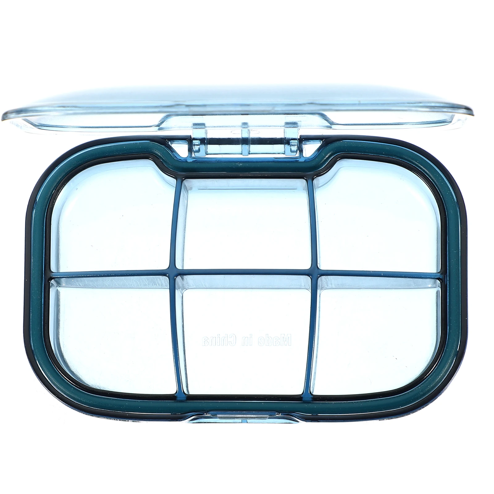 

Transparent 6 Compartments Sealed Moisture proof Portable Pill Box Blue Large Size Medicine Dispenser Travel Kit Easy Clean