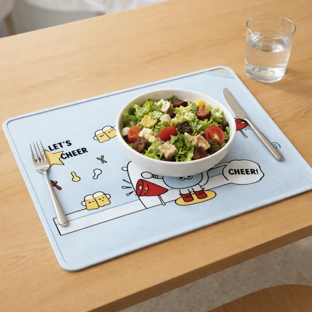 Washable Cartoon Silicone Place Mat Waterproof Oil Proof Insulation Pad Heat Resistance Anti-Slip Drainer Mat Coffee Machine
