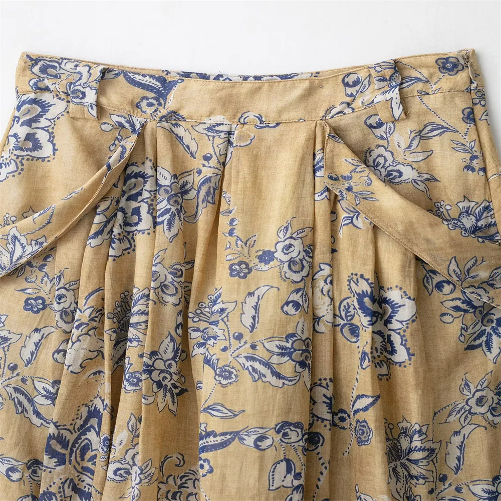 تنورة نسائية خريفية جديدة بسيطة بطبعة زهور رامي