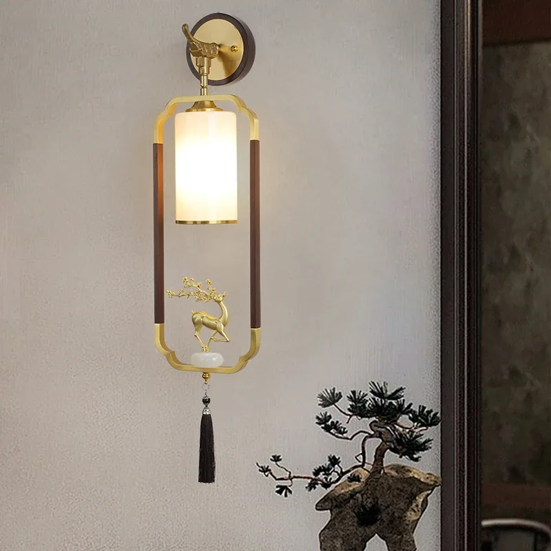 TEMAR  Contemporary Brass Wall Lamp Chinese Style Retro LED Living Room Bedroom Study Room Hotel Villa  Aisle Wall Fitting