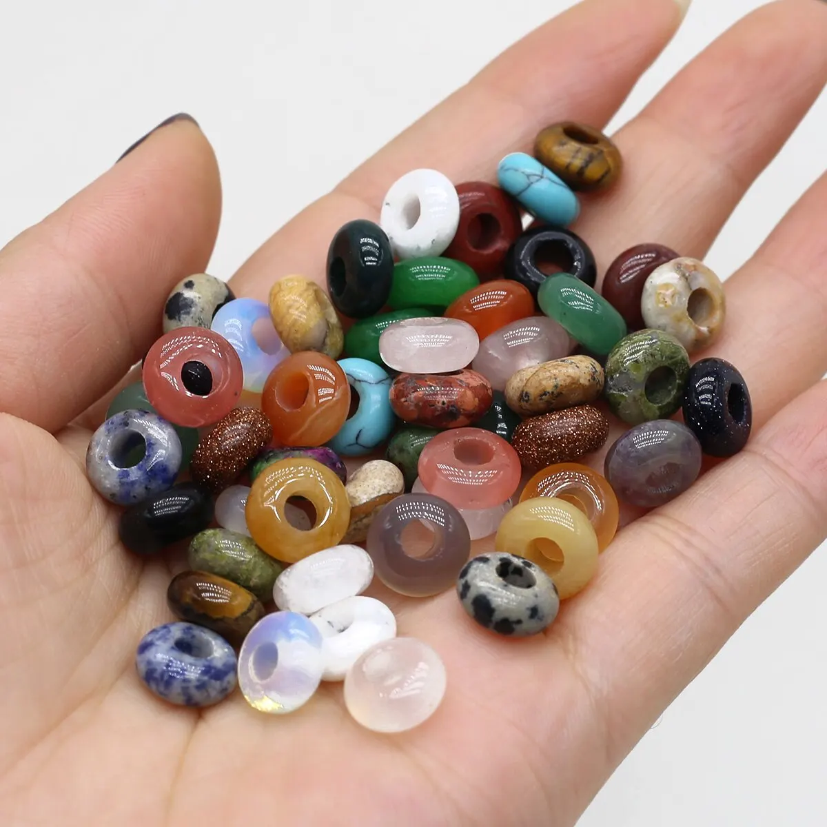 20 sztuk/paczka Abacus koraliki 5x10mm naturalny czerwony agat tygrysie oko ametysty różowe koraliki kwarcowe do tworzenia biżuterii naszyjnik DIY bransoletka