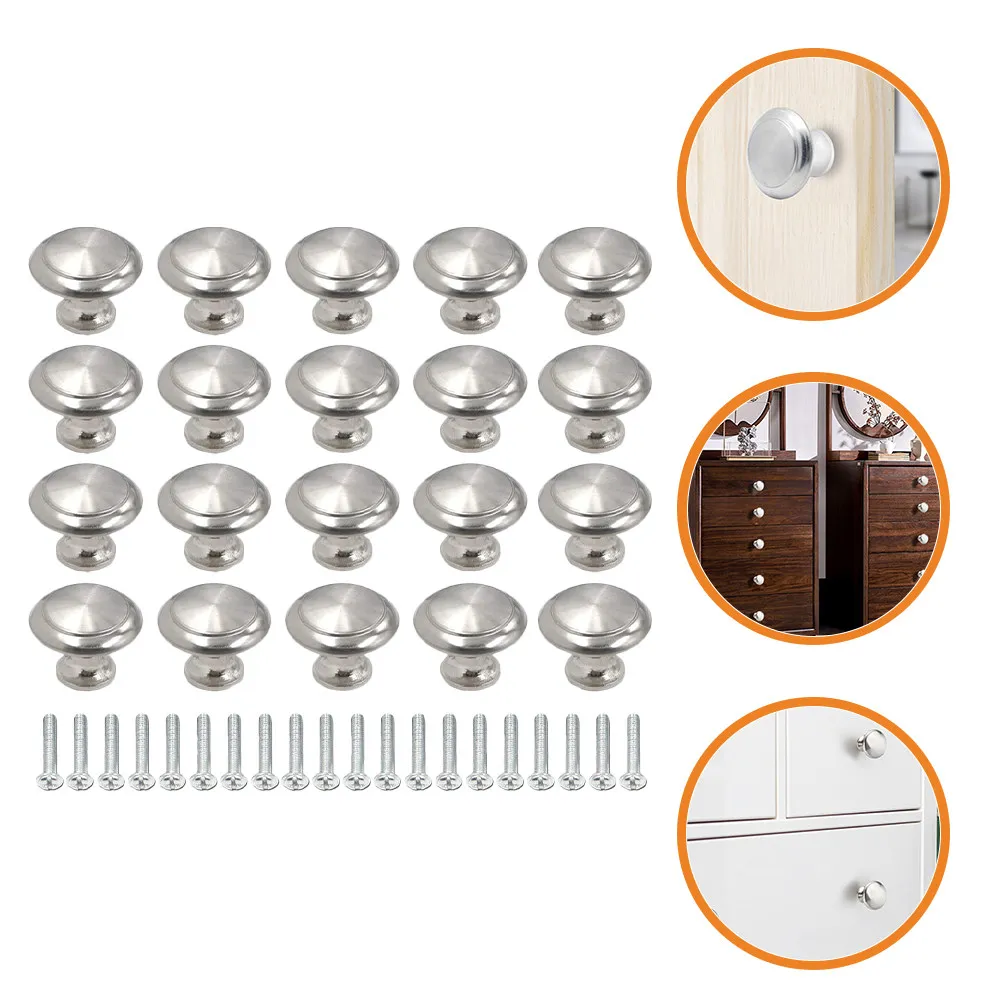 20Pcs Round Drawer Pulls Silver Cabinet Knobs for Dresser Wardrobe Closet Table Cupboard Modern Sleek Design Easy Installation
